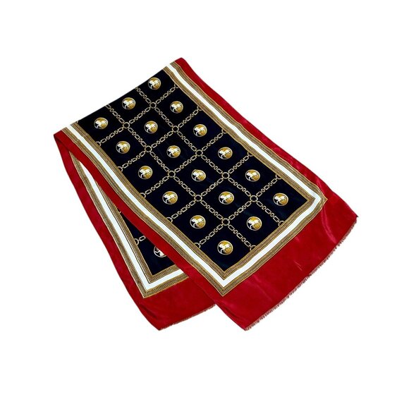 Foulards Pierre Baccara Vintage Equestrian 100% Silk Lyon Rectangular Scarf - Picture 1 of 10